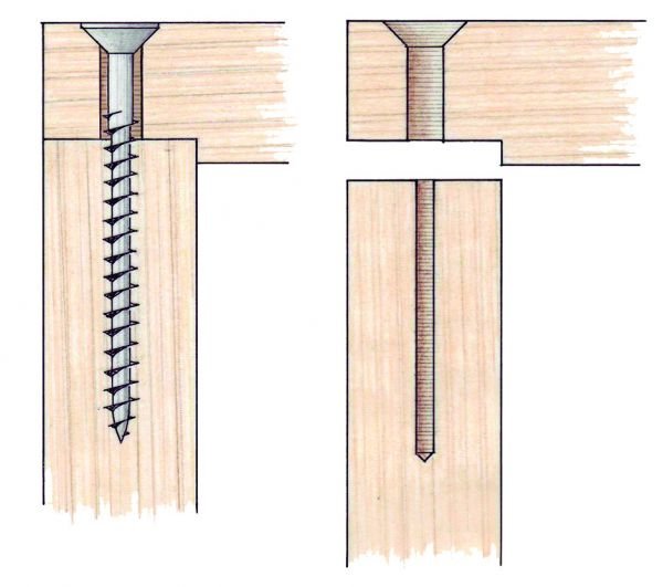 Wood screw clearance and pilot holes + countersink